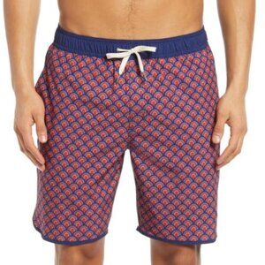 Fair Harbor Red and Blue Patterned The Anchor Swim Trunks Size XL 51296